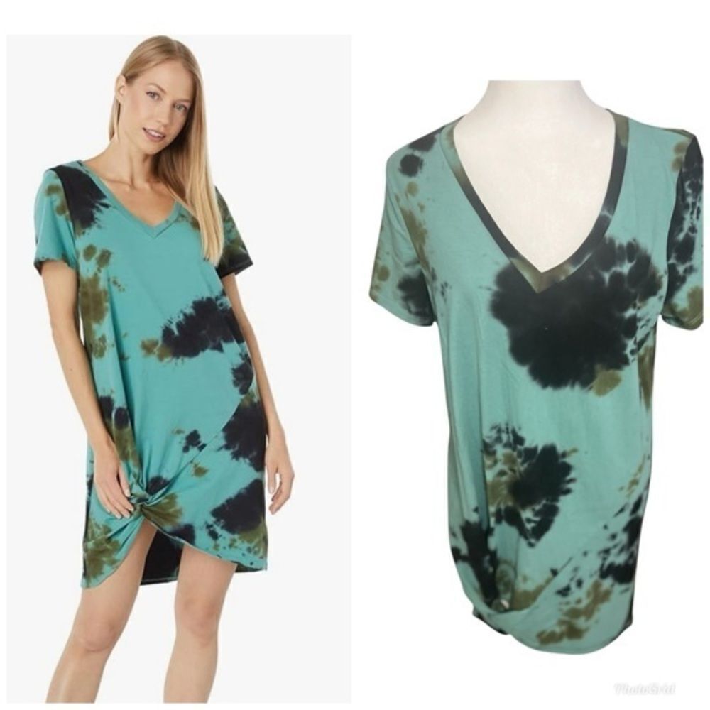 n: PHILANTHROPY Leonardo Dress Tie-Dye Martini V-Neck medium midi